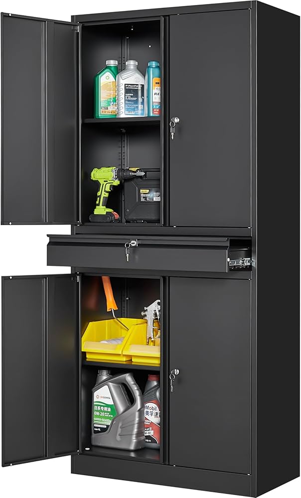 Amazon.com: SISESOL Metal Garage Storage Cabinet with Drawer and